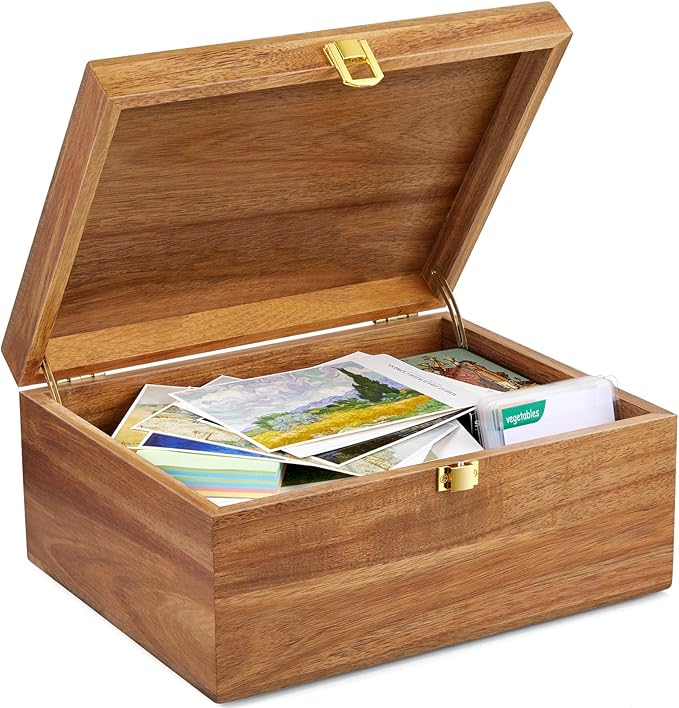 DRASTAR Wooden Keepsake Box, Large Acacia Storage Memory Box by EnhanceYourDailyLife