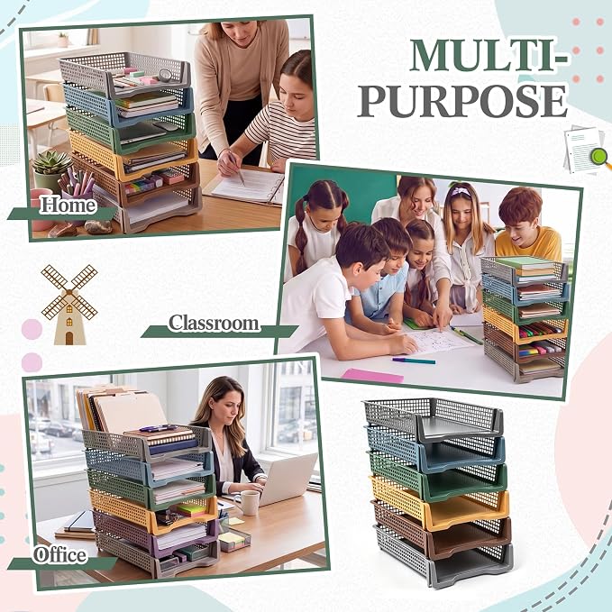 Geetery Set of 6 Turn in Trays Classroom Plastic Trays - Image 5