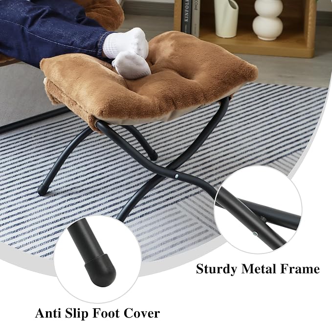 15" Folding Ottoman, Foldable Footrest Stool, Small Foot Stool - Image 7