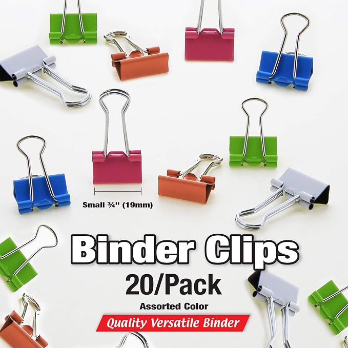 BAZIC Products Small Binder Clips, 3/4 in, 20 Ct, clamp paper stacks tight and - Image 2