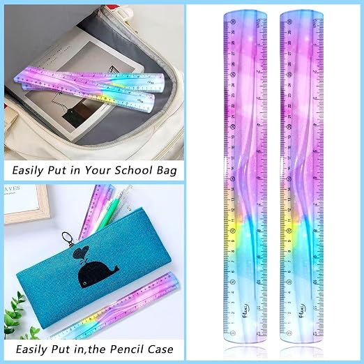 2 PCS 12 Inch Flexible Ruler, Bendable Plastic Ruler, Soft Bendable Gradient - Image 4