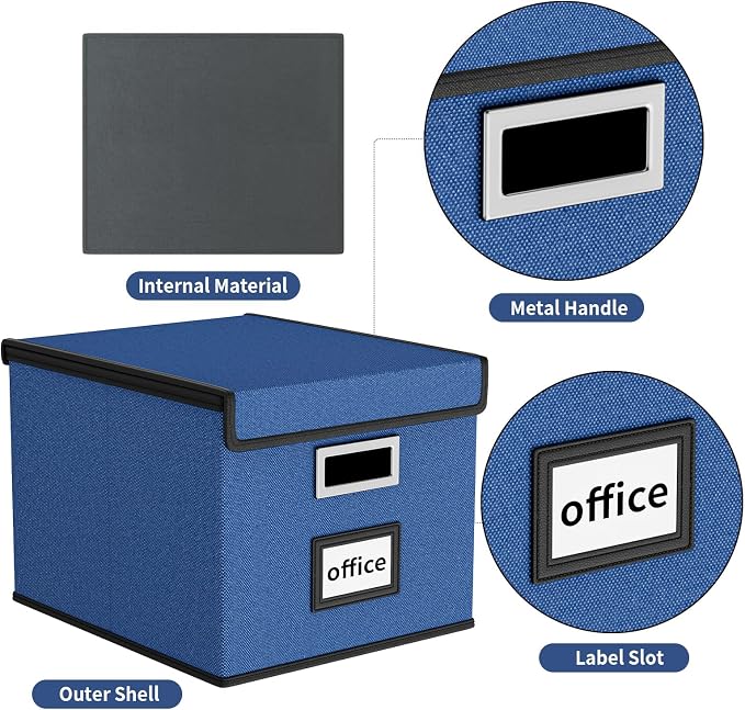 Decorative File Organizer Boxes Office Document Storage - Image 3