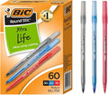 BIC Round Stic Xtra Life Assorted Ink Ballpoint Pens, Medium Point, 60-Count by BIC