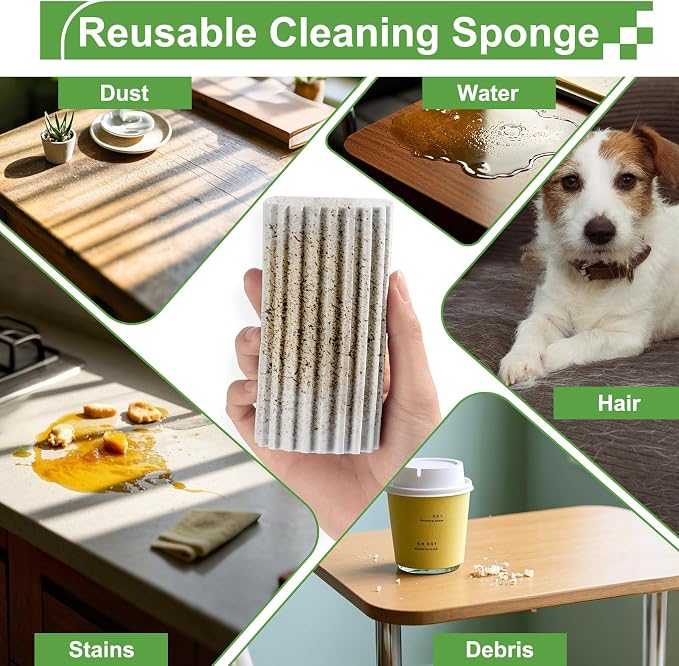 Jeymei 8-Pack Damp Clean Duster Sponge, Sponge Cleaning Brush, Duster - Image 4