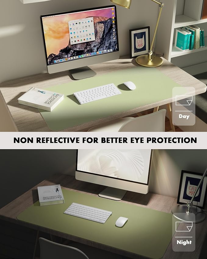 YSAGi Double-Sided Desk Pad, 35.4"x17" Leather Desk Mat, Eco Cork Desk Pad - Image 7