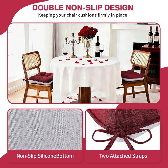 BETU Chair Cushions for Dining Chairs Set of 6, 3.5" Thick Kitchen Table Chair - Image 2