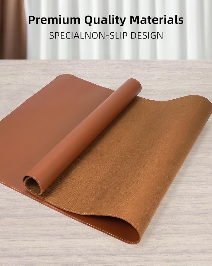 Leather Desk Pad Protector, Office Desk Mat, Large Mouse Pad, Non-Slip Desk - Image 2