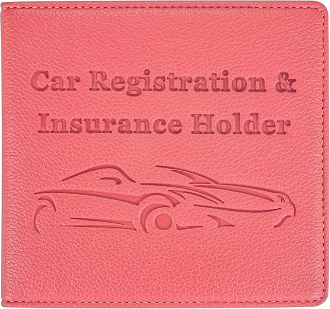 Car Registration and Insurance Holder, Premium PU Leather Vehicle Glove Box Car by New+Fashion+Kingdom