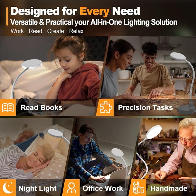 15W LED Desk Lamp with USB Charging Ports – Dimmable Table Lamp with 3 Color - Image 7