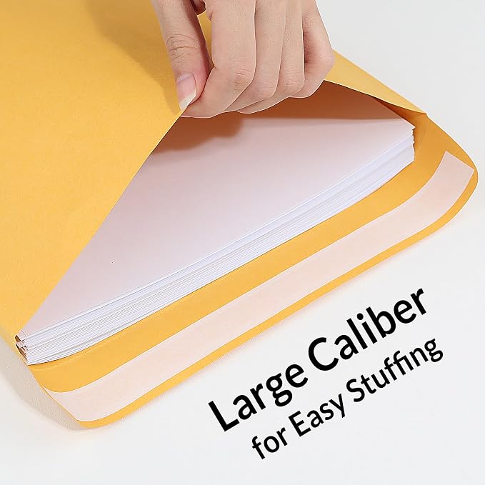 SUNEE 6x9 Manilla Envelopes, 28lb Brown Kraft, Ultra Strong Quick-Seal Security - Image 3
