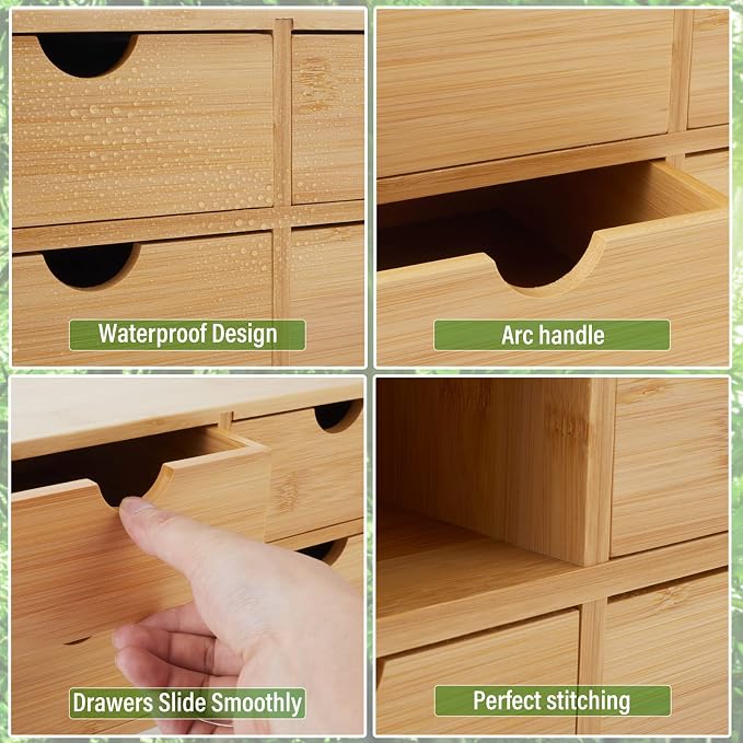 Bamboo Desk Organizer 4 Drawers, Countertop Organizer - Image 6