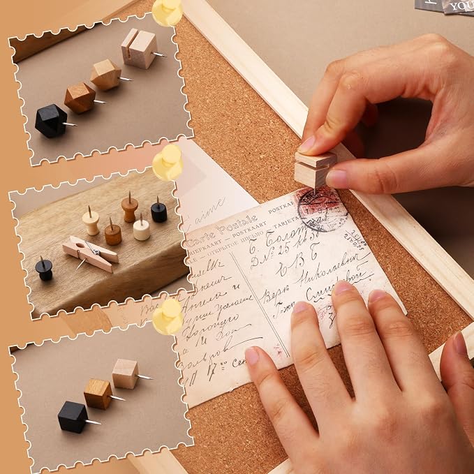 305 Pcs Thumb Tacks, Push Pins for Cork Board, Wooden Push Pins, Wooden Thumb - Image 4