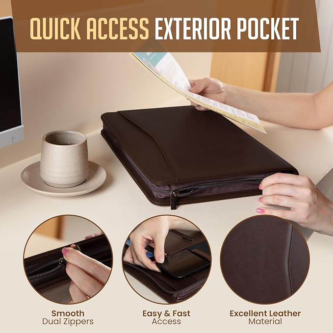 STYLIO Zipper Portfolio | Padfolio 3 Ring Binder and Clipboard Folio | - Image 5