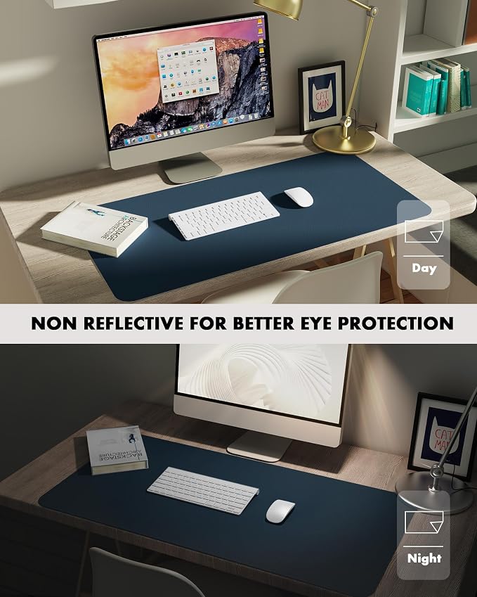 YSAGi Double-Sided Desk Pad, 35.4"x17"Leather Desk Mat, Eco Cork Desk Pad - Image 5
