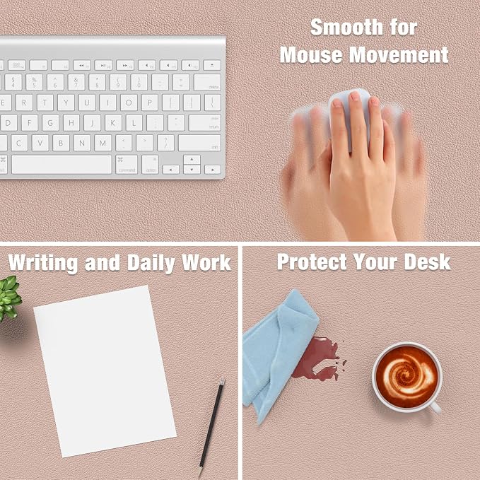 Hsurbtra Desk Pad, 35.5" x 17" PU Leather Desk Mat, XXL Extended Mouse Pad - Image 4