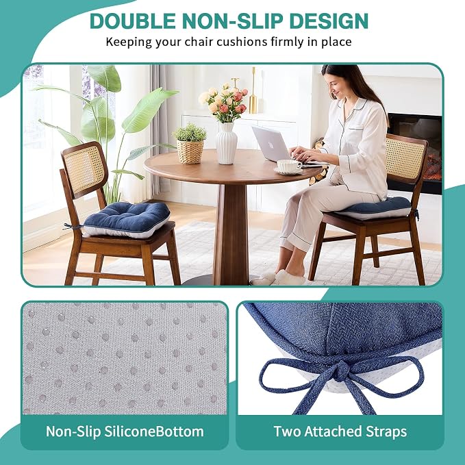 BETU Chair Cushions for Dining Chairs Set of 4, 3.5" Thick Outdoor Indoor Chair - Image 2