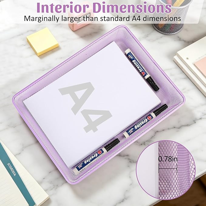 Office Metal Mesh Basket for Desk, Single Paper Tray Organizer, Turn in Trays - Image 4
