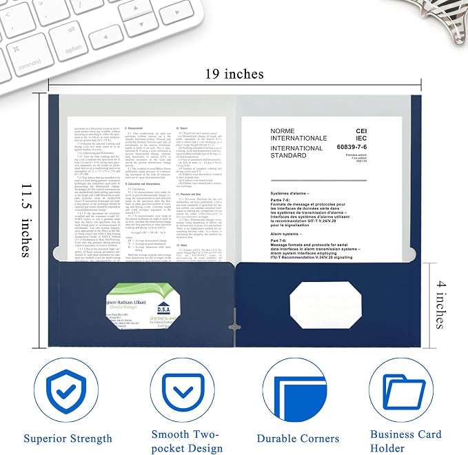Zzrywuty File folders with Pockets, 100 Pack Paper Folders with Card Slot - Image 2