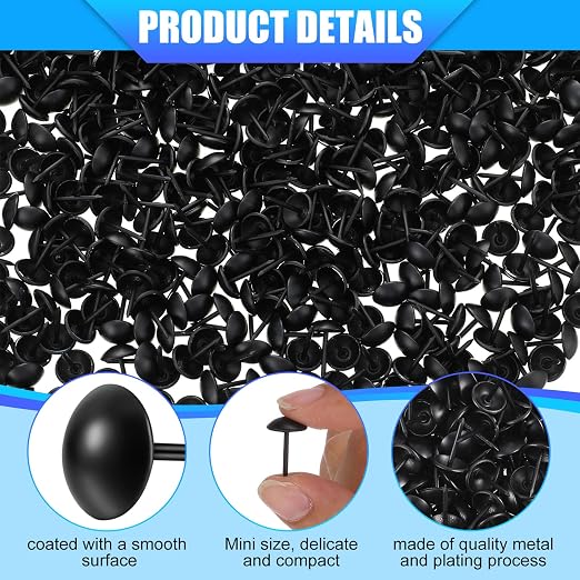 Outus 1000 Pcs Black Upholstery Tacks 7/16 Inch Decorative Furniture Tacks - Image 4