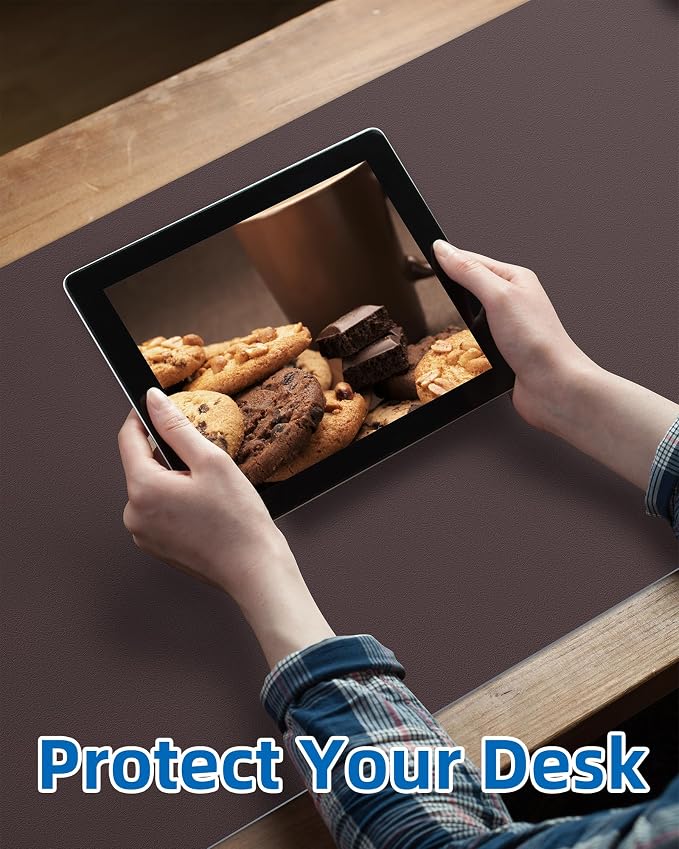 AFIING Leather Desk Pad Protector, Mouse Pad, Office Desk Mat, Non-Slip PU - Image 3