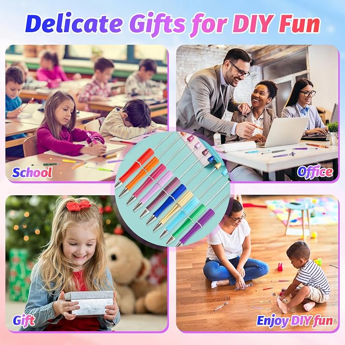 300 Pieces DIY Beadable Pen Kit – 100 Plastic Ballpoint Pens - Image 6