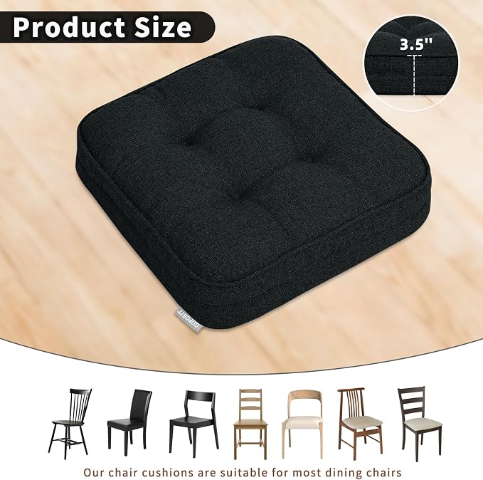 GOFORIT Chair Cushions Set of 2, Tufted Shredded Memory Foam Chair Pads - Image 4