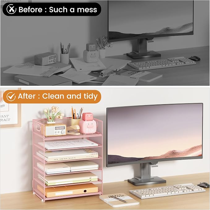 Subekyu 6-Tier Desk Paper Organizer, Desktop File Letter Tray - Image 2