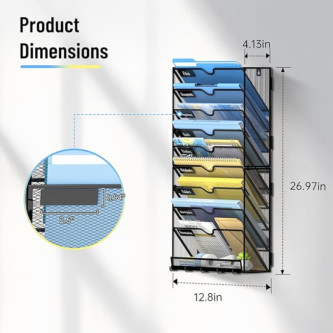 SUPEASY 10 Tier Wall File Organizer - Image 2