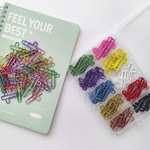 100 Pcs Colored Cross Paper Clips Assorted Colorful Coated Paperclips - Image 2