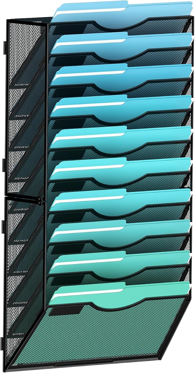 Gawerk 10-Tier Wall File Organizer Hanging Wall File Holder Wall Mount Paper by Gawerk