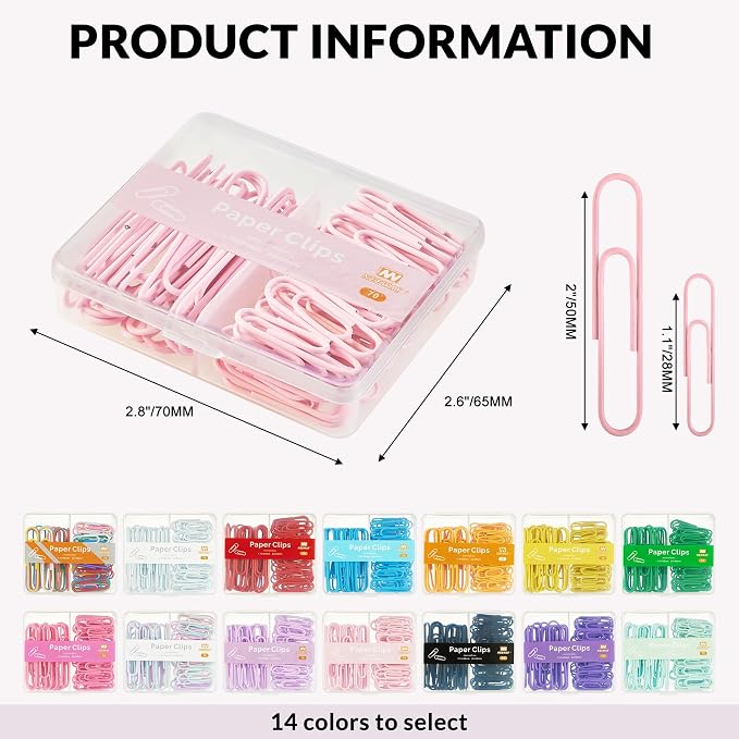 NEEWAY Colorful Paper Clips Assorted Sizes, Small and Large Paper Clips - Image 2