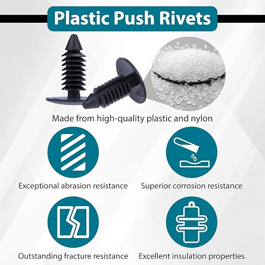 200 PCS Car Plastic Trim Boot Rivets Push Clip Fastener, 8mm Plastic Fender - Image 4