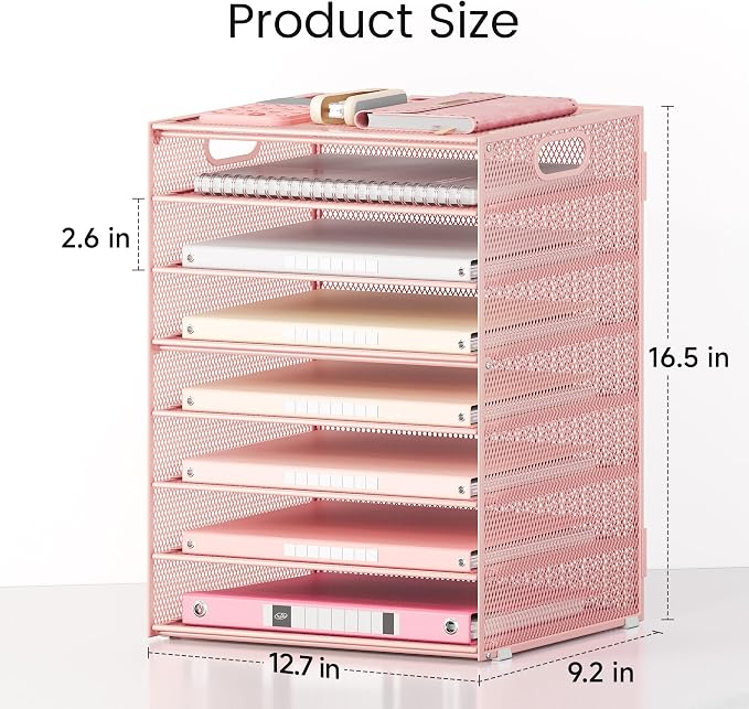 Lavatino 2 Pack 8-Tier Office Desk File Organizer, Letter Tray Paper Organizer - Image 2
