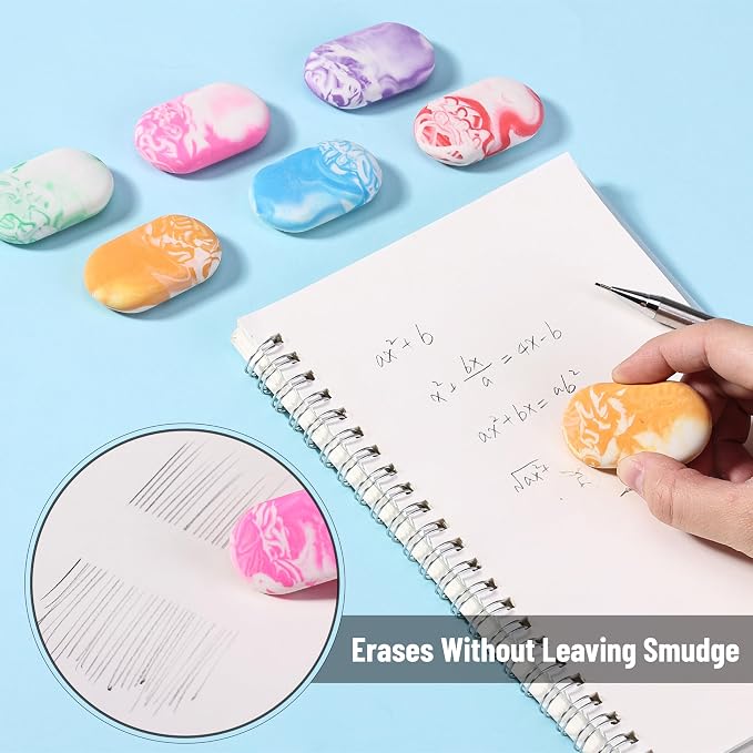 Mr. Pen- Erasers, 24 Pack, Vibrant Colors, Marble Pencil Eraser | Cute Eraser - Image 5