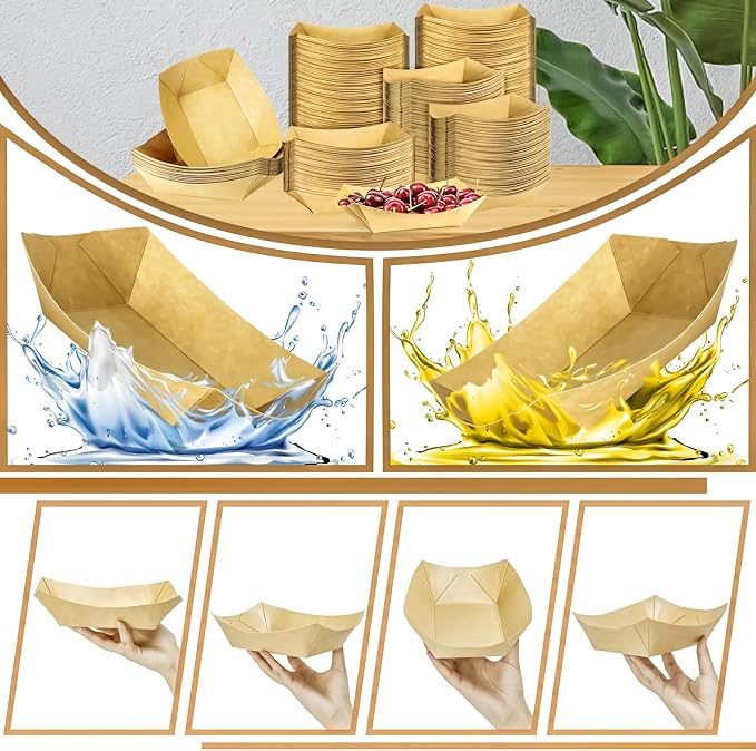 50 Pack 3Lb Paper Food Boat Trays Disposable Paper Boat Plate, Heavy Duty Large - Image 7