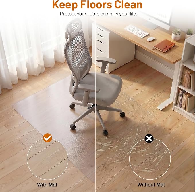Office Chair Mat for Hardwood Floors 36" x 48", Heavy Duty Plastic Chair Mat - Image 2