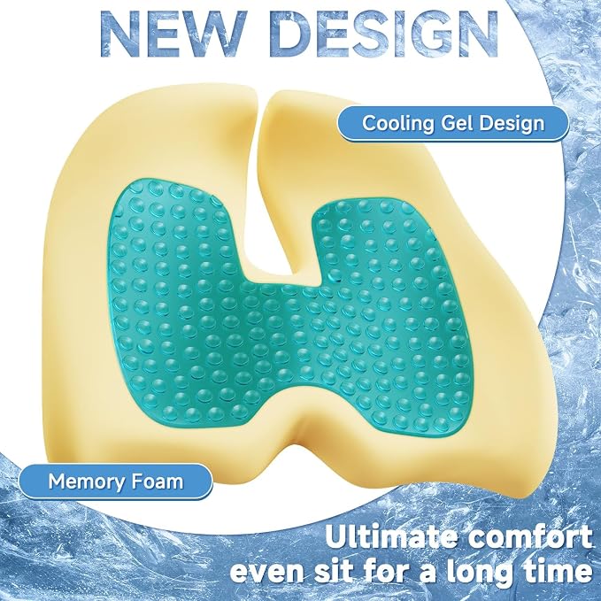 Benazcap Large Cooling Gel Memory Foam Seat Cushion - Image 2