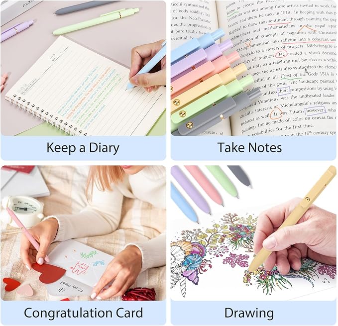 FIOVER Colored Pens, 12 Pack Colorful Gel Pens, Quick-Dry 0.7mm Medium Point - Image 6