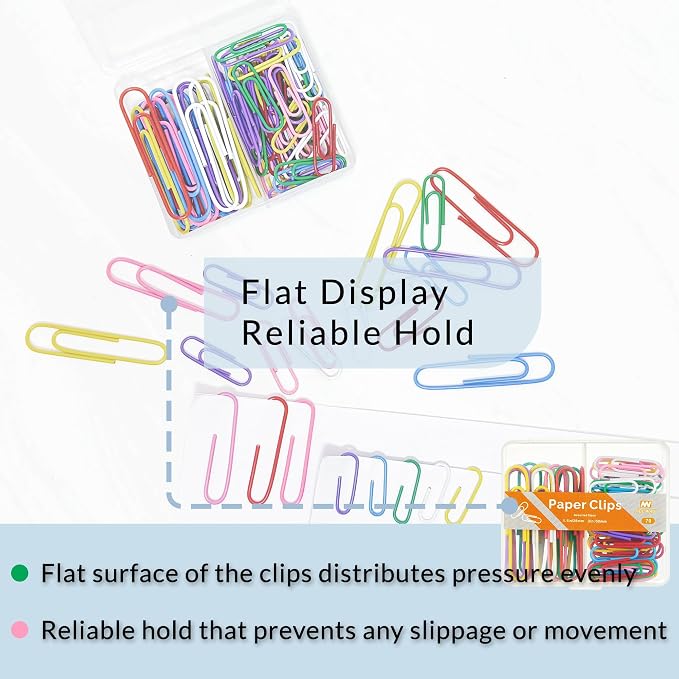 NEEWAY Colorful Paper Clips Assorted Sizes, Small and Large Paper Clips - Image 5