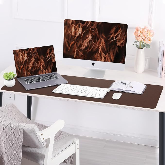 AFIING Leather Desk pad Protector, 35.4" x 17", Desk mat | Dual-Sided Cork & PU - Image 9