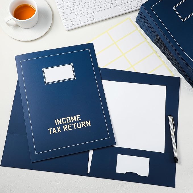 Kisston 200 Pcs Tax Return Folders Bulk 2 Pocket Gold Foil Stamped Income Tax - Image 4