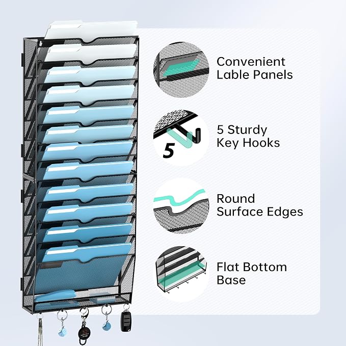 SUPEASY 13-Tier Wall File Organizer, Wall File Holder - Image 5