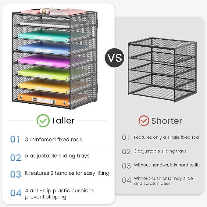 Lavatino 2 Pack 8-Tier Office Desk File Organizer, Letter Tray Paper Organizer - Image 6