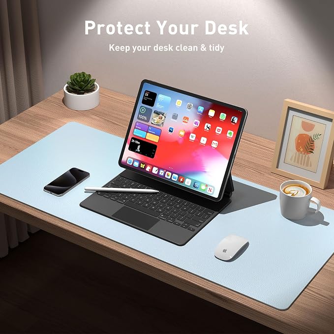 Aothia Leather Desk Pad Protector, Mouse Pad, Office Desk Mat, Non-Slip PU - Image 3