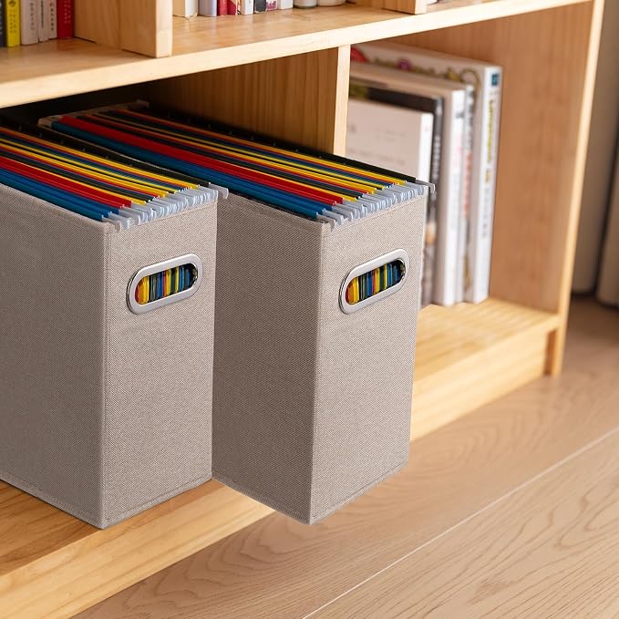 2 Pack Letter Size File Storage Box Collapsible, Fabric Hanging File Folders - Image 7