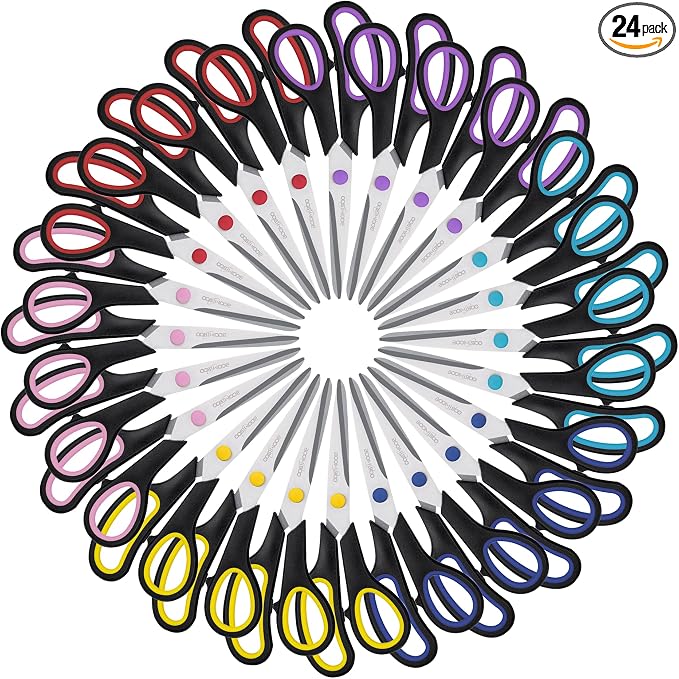 Scissors, BOOMIBOO 8" All Purpose 24 Pack by BOOMIBOO