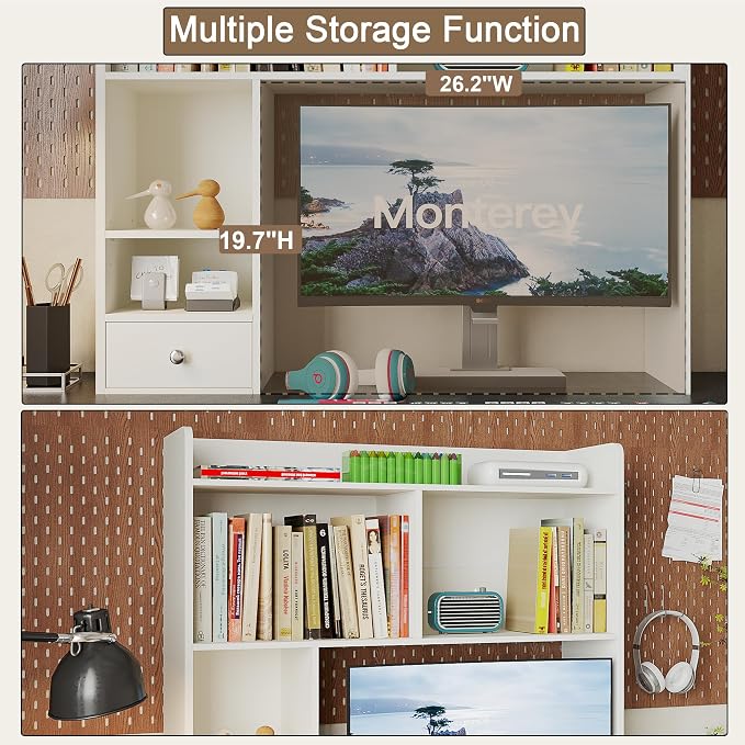 ChooChoo Desktop Bookshelf, 36.4" Tall Countertop Desk Hutch - Image 3