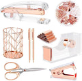 Famassi Rose Gold Desk Accessories，Office Supplies Set Acrylic Stapler Set by Famassi