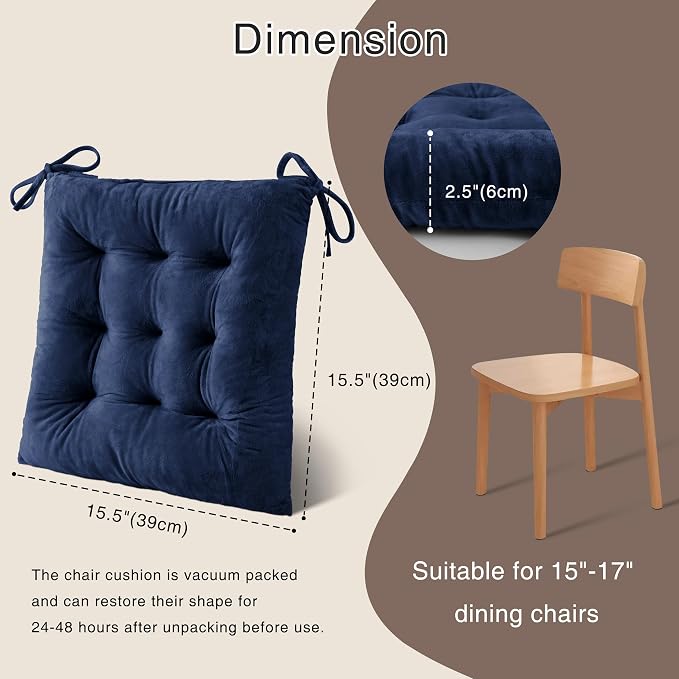 OVOV 4 Pack Chair Cushions for Dining Chairs Soft Seat Cushions for Kitchen - Image 2