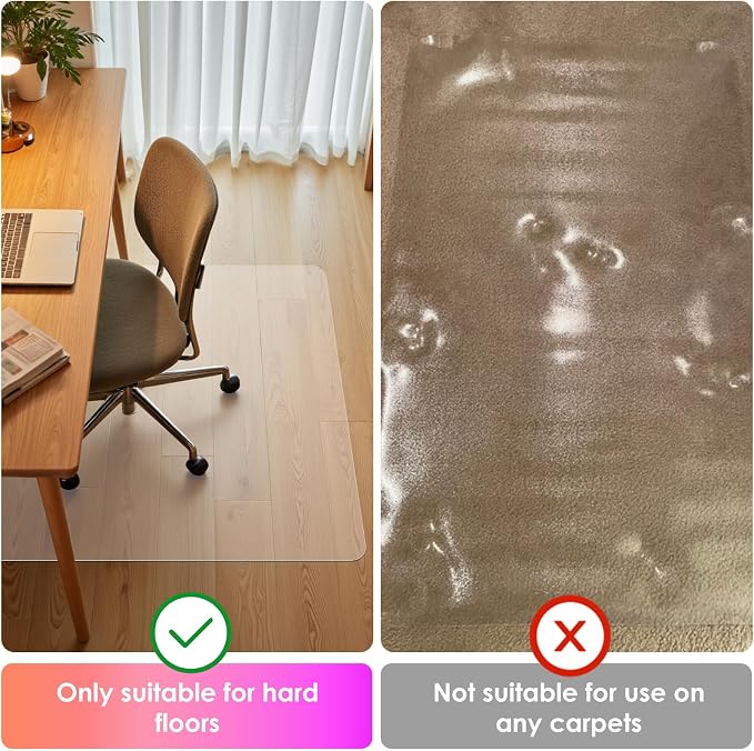 Azadx Office Chair Mat for Hardwood Floor 30 x 48'', Small Chair Mats Clear - Image 2